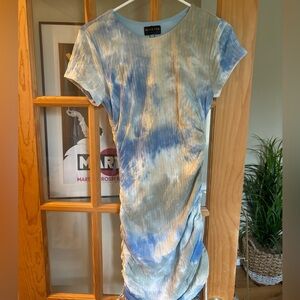 White Fox Tie Dye Side Scrunch mini dress L